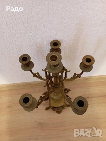 Комплект от два много големи масивни бронзови свещника - свещник, снимка 6 - Антикварни и старинни предмети - 52677577