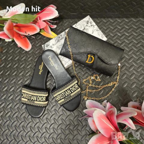 Christian Dior дамски чехли и чанти висок клас реплика, снимка 2 - Чехли - 46349250