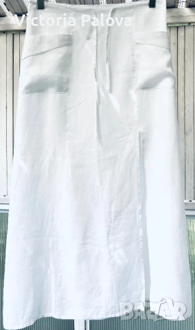 Екстравагантна ленена пола NUVOLA Италия, снимка 7 - Поли - 51228026