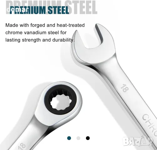 SORAKO тресчотка 18 мм, комбиниран ключ с фиксирана глава, комбиниран ключ с тресчотка, снимка 5 - Ключове - 49904003