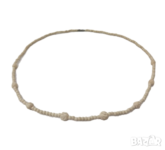 Ръчно резбована стара огърлица от слонова кост, снимка 6 - Колиета, медальони, синджири - 46411906