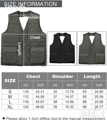 Мъжка зимна топла вълнена жилетка - Outdoor жилетка с джобове, термо зимна жилетка без ръкави - XL, снимка 4 - Якета - 45798533