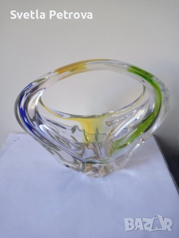 Стъклена ваза и купа кошница, снимка 2 - Антикварни и старинни предмети - 53248743