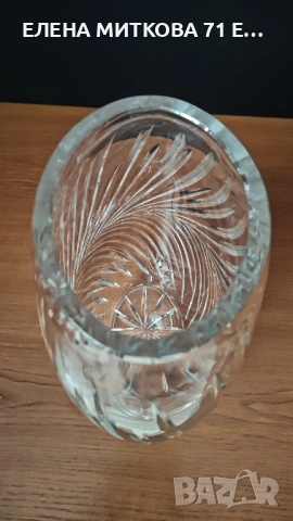 Тежка и голяма овална ваза ръчно рязан кристал, снимка 10 - Вази - 52900502