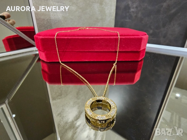 CARTIER Love Gold Large Paved Diamonds Pendant Дамскo Колие, снимка 4 - Колиета, медальони, синджири - 53007437