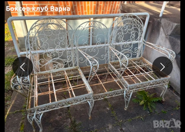Продавам сет 2 фотьойла+ диван и маса от ковано желязо, снимка 3 - Маси - 50773935