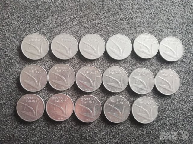 лот от 17 монети от 10 италиянски чинтезими различни години, снимка 2 - Нумизматика и бонистика - 45307333