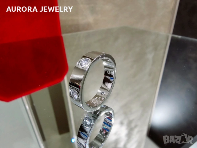 CARTIER Love White Gold 6 Diamonds Classic Model Пръстен, снимка 3 - Пръстени - 53237940