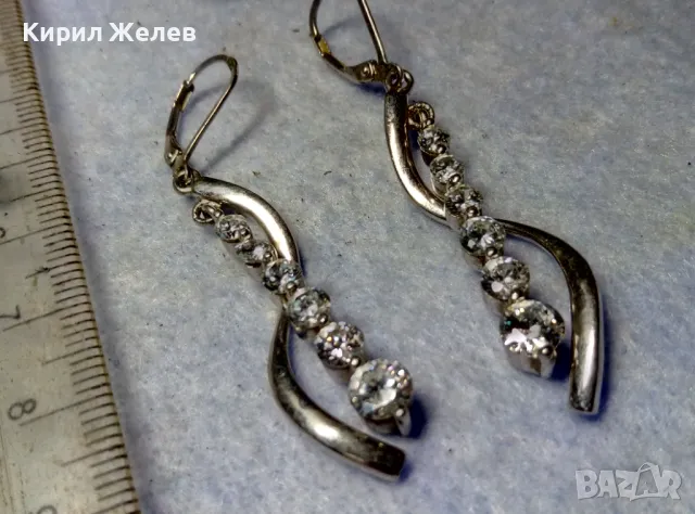 ШАРМАНТНИ СКЪПОЦЕННИ СРЕБЪРНИ ОБЕЦИ РОДИРАНО СРЕБРО 925 с БЛЕСТЯЩ ЮВЕЛИРНО ФАСЕТИРАН ФИАНИТ 49281, снимка 8 - Обеци - 50072773