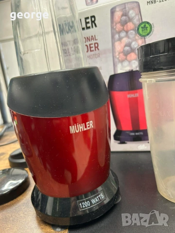 Нутри блендер Muhler MNB1205 1200W 6 ножа 1000мл и 800мл купа - червен, снимка 6 - Други - 53510845