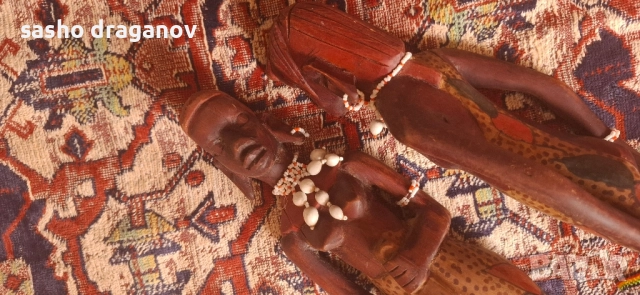 2 ръчно изработени африкански дърворезби, снимка 6 - Колекции - 52258276