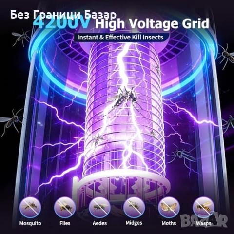 Нова UV лампа против комари 365nm 4000mAh тиха 2 режима Преносим унищожител, снимка 3 - Други стоки за дома - 54208393