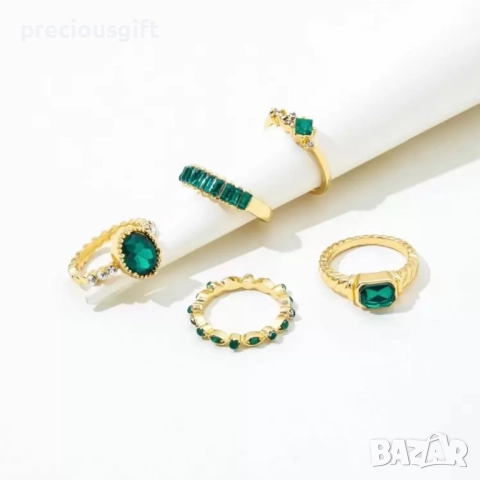 Комплект бижута - 5 броя пръстени, снимка 2 - Пръстени - 52913577