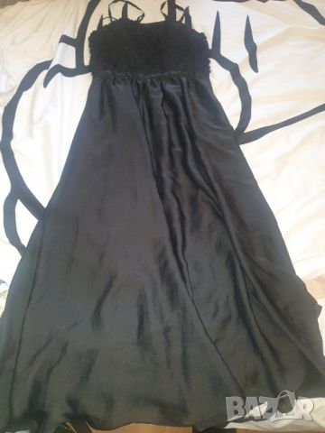Дълга рокля с релефни цветя, снимка 2 - Рокли - 46412859