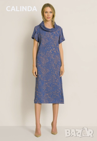 Sempre рокля синьо бежаво, снимка 1