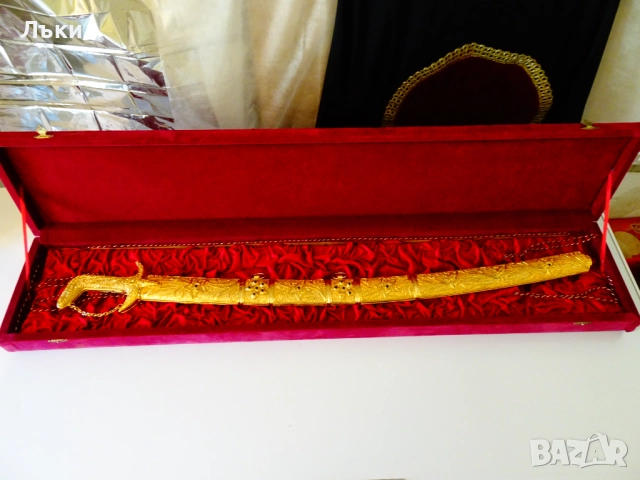 Арабска сабя с ножница,позлата,филигран,2.2 кг.,1 м. , снимка 5 - Антикварни и старинни предмети - 51597502