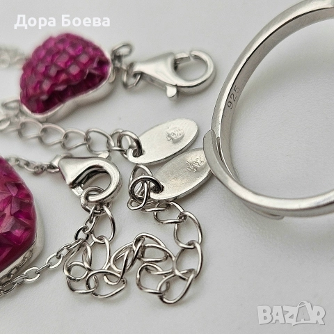 Сребърно съчетание: "Сърце", снимка 5 - Колиета, медальони, синджири - 52596911