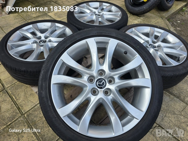 Лети джанти 19ки 5х114.3 Mazda + летни гуми 225/45/19 Bridgestone