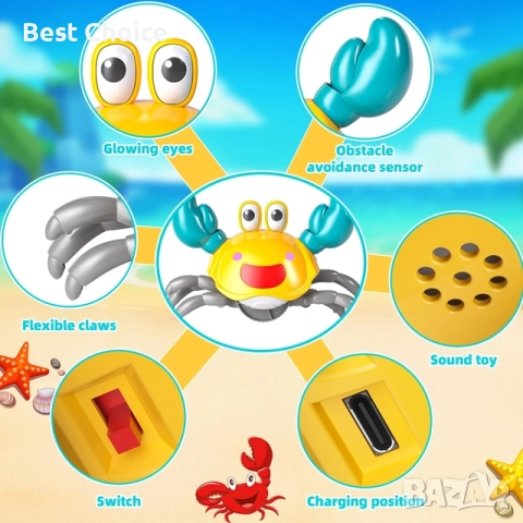 Интерактивна музикална играчка "Бягащ рак", снимка 2 - Електрически играчки - 52495725