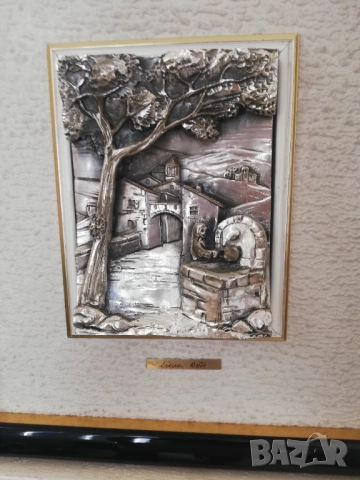 релефна сребърна /800/ картина от Италия, снимка 3 - Картини - 52714677