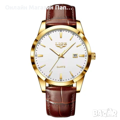 LIGE 89143 Дамски кварцов часовник с календар, водоустойчив, кожена каишка, снимка 9 - Дамски - 54053965