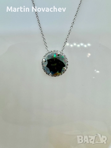 Сребърно колие с мойсанит (Диамант) 5 карата, снимка 3 - Колиета, медальони, синджири - 51685277