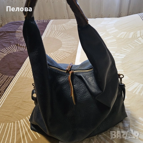 тъмно синя и черна чанта,тип торба, снимка 6 - Чанти - 54017369