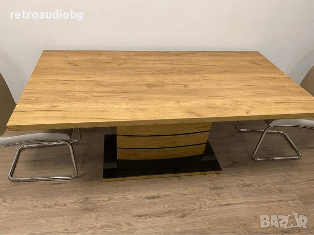 Трапезна маса Леонардо 180х90 дъб/черно - неразтегателна, снимка 3 - Маси - 52823930