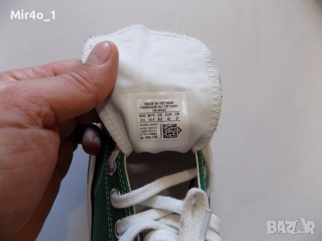 нови кецове converse chuck taylor all star маратонки обувки мъжки оригинални зелени ниски номер 42, снимка 12 - Спортни обувки - 50497272