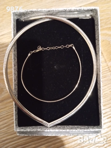 Сребърно колие и гривна , снимка 2 - Бижутерийни комплекти - 53426331