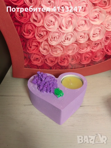 Керамични свещници сърца ръчно изработени , снимка 3 - Други - 52997913