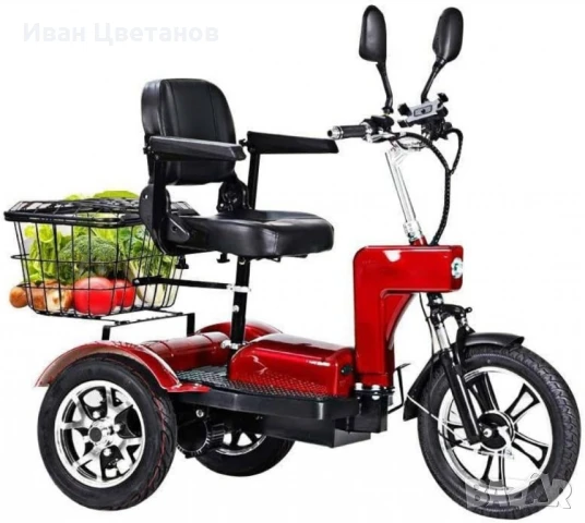 Електрическа триколка 500W, пробег до 40 км., 48V20Ah батерия, 16"/12" гуми, 3 скорости + задна