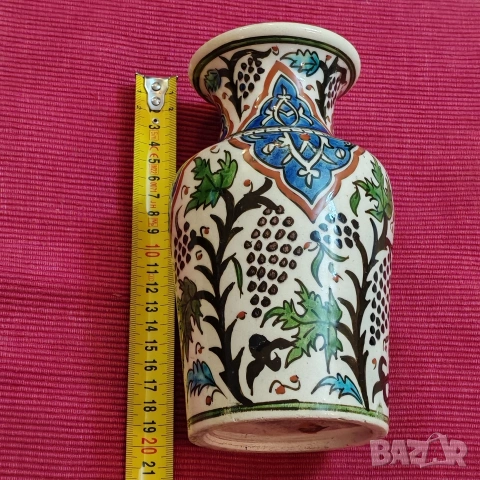 Антична османска,турска ваза "Кютахя" края на 19-ти век. , снимка 10 - Вази - 53178656