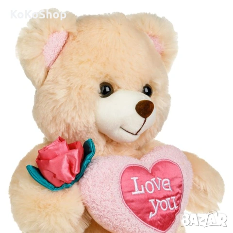 Плюшено мече със сърце и роза – романтичен подарък за Св. Валентин, снимка 3 - Плюшени играчки - 53307047