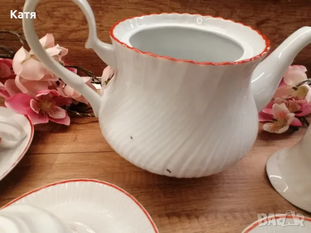 Порцелан, произведен в Румъния, розови цветя, , снимка 5 - Чаши - 50059035