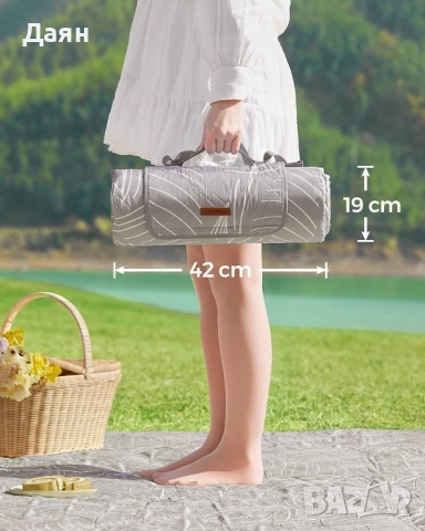 Одеяло за пикник, Songmics, 200x300см, водоустойчиво и издръжливо, с пълнеж от пяна и устойчив полие, снимка 3 - Къмпинг мебели - 52005988