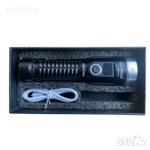 LED фенер YEMAO YM-F701 със зелен лазер - USB и дисплей, снимка 6 - Прожектори - 53783308