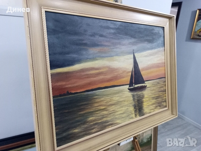 картина маслени боиВетроход при Залез