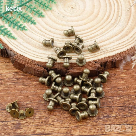 30 комплекта копчета 5 мм с кръгла глава, бронзови, снимка 2 - Други стоки за дома - 53923745