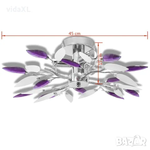 Полилей с бели и лилави листа от акрилен кристал(SKU:240981, снимка 4 - Други - 48056664