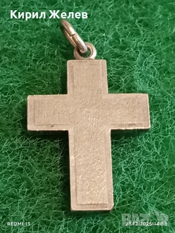 Сребърен кръст с текстурирана повърхност майсторска изработка 49377, снимка 4 - Колиета, медальони, синджири - 52884424