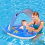 Надуваема бебешка плувка за басейн със сенник UPF50+, с регулируема седалка, 6-24 месеца, синя, снимка 7