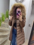 Дълго зимно яке с естествен косъм бежово, снимка 3