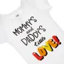 Бебешко боди от памук с къс ръкав, бяло с надпис Mommy's and Daddy's Little Love S_1233517, снимка 2