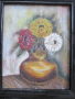 Картина -масло, картон ,ваза с цветя, 30х25см., снимка 2