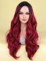 Червена омбре перука с тъмни корени, снимка 1 - Аксесоари за коса - 45425134