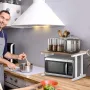 Стойка за микровълнова фурна, 2 рафта за съхранение метален кухненски, снимка 6
