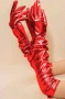 Червени сатенени дълги еластични ръкавици с 5 пръста в различни цветове , снимка 2