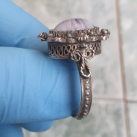 Стар сребърен пръстен с Ахат, снимка 3 - Пръстени - 44973818