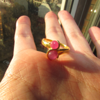 Сребърен пръстен и златно покритие с рубин. Камъни 6x6мм, снимка 3 - Пръстени - 44942427